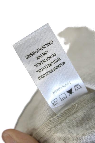 Saks Fifth Avenue Women Beige Linen Long Sleeve Button-Up Blouse Size M