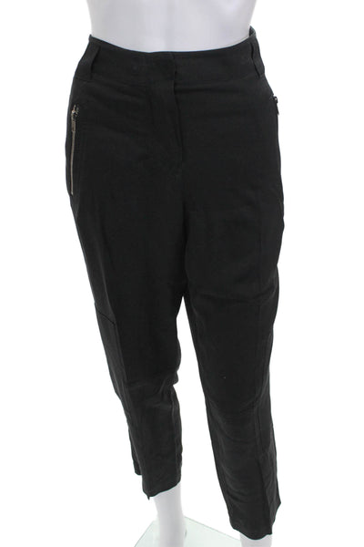 Theory Women Silk Ankle Pants Black Size 8