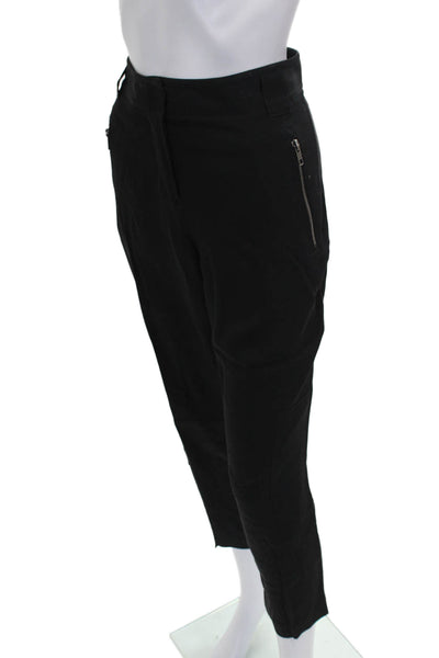 Theory Women Silk Ankle Pants Black Size 8