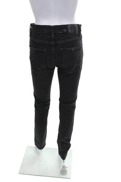 Nudie Jeans Co Mens Skinny Black Jeans Button Cotton Low Rise Size 28
