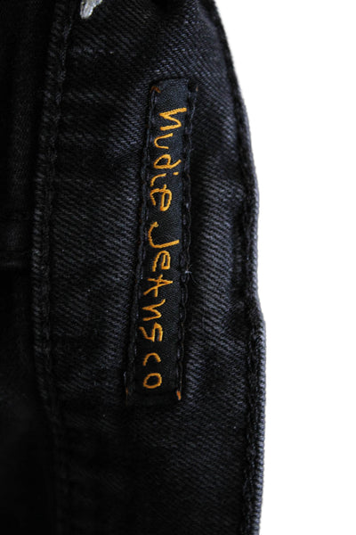 Nudie Jeans Co Mens Skinny Black Jeans Button Cotton Low Rise Size 28