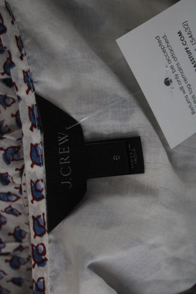J Crew Womens Tunic Blouse Multicolor Paisley Tie Neck Long Sleeve Size 6