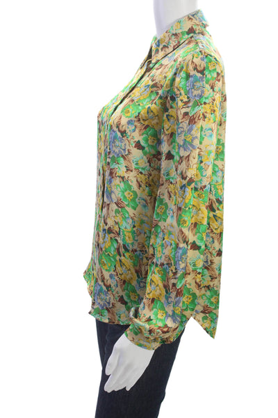philosophy Womens Floral Collared Button Long Sleeve Polyester Blouse Size XS