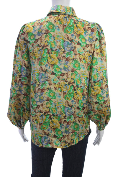 philosophy Womens Floral Collared Button Long Sleeve Polyester Blouse Size XS