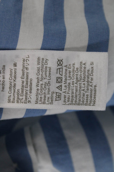 J Crew Women Basic Striped Cotton Collared Long Sleeve Button-Up Top Size S