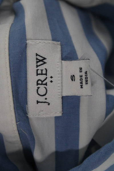 J Crew Women Basic Striped Cotton Collared Long Sleeve Button-Up Top Size S