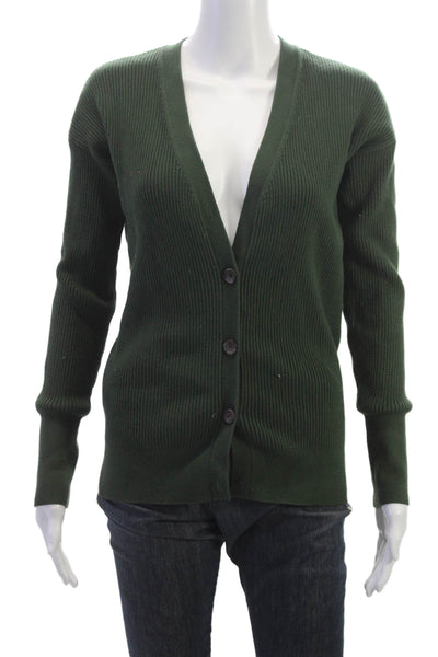 Hatch Women Maternity V-Neck Viscose Green Cardigan Long Sleeve Solid Size 2