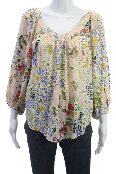 Maeve Anthropologie Womens Tunic Blouse Multicolor V-Neck Long Sleeve Size 0