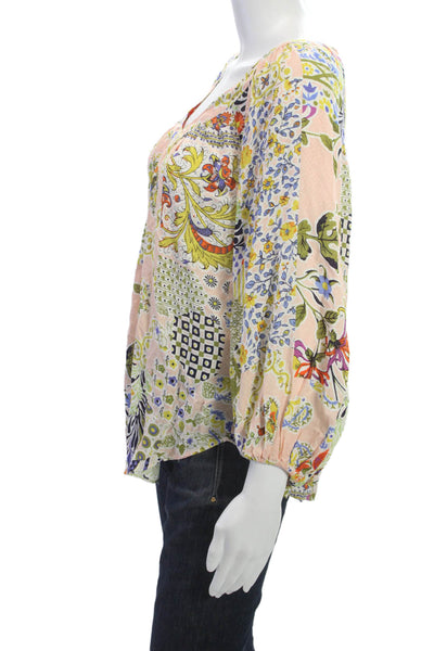 Maeve Anthropologie Womens Tunic Blouse Multicolor V-Neck Long Sleeve Size 0