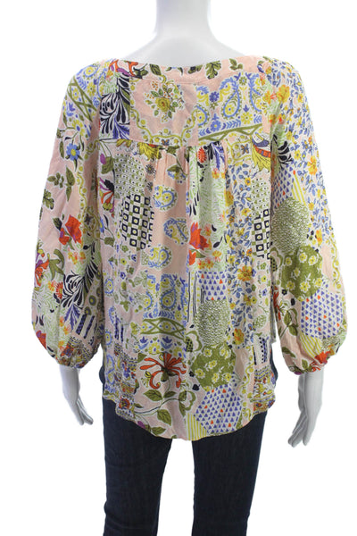 Maeve Anthropologie Womens Tunic Blouse Multicolor V-Neck Long Sleeve Size 0
