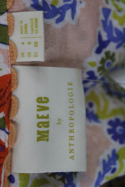 Maeve Anthropologie Womens Tunic Blouse Multicolor V-Neck Long Sleeve Size 0