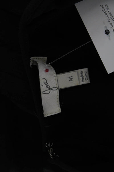 Joie Women Black Silk Short Sleeve Round Neck Basic Blouse Size M