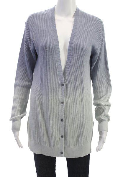 Splendid Womens Blue Cotton Striped V Neck Long Sleeve Cardigan Size S