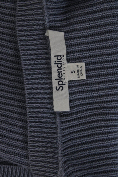 Splendid Womens Blue Cotton Striped V Neck Long Sleeve Cardigan Size S