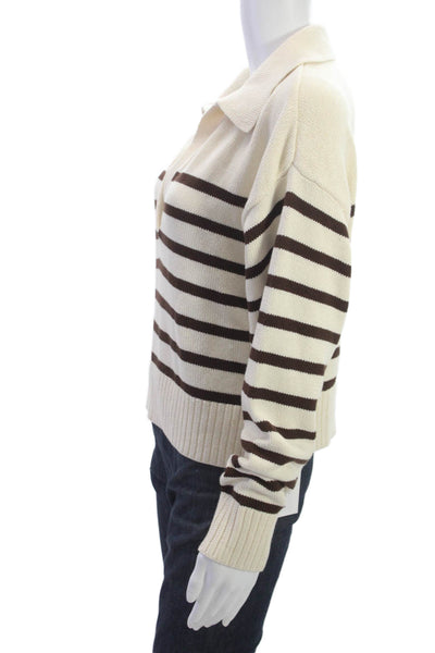 Reformation Womens Collared Striped Pullover Sweater Ivory 100% Cotton Size XS