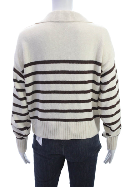 Reformation Womens Collared Striped Pullover Sweater Ivory 100% Cotton Size XS
