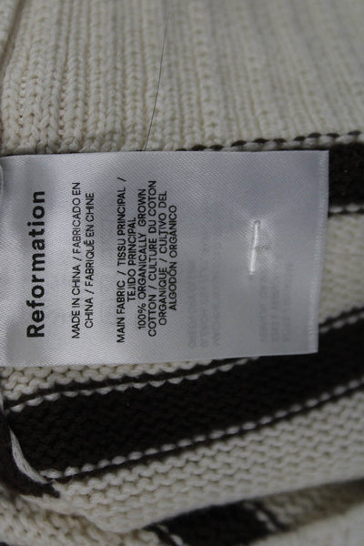 Reformation Womens Collared Striped Pullover Sweater Ivory 100% Cotton Size XS