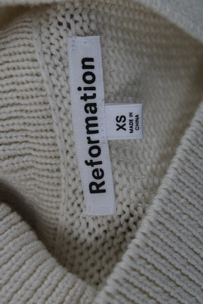 Reformation Womens Collared Striped Pullover Sweater Ivory 100% Cotton Size XS