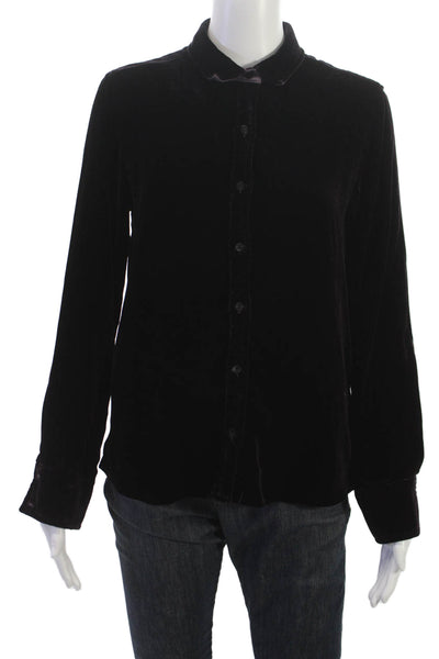 Bella Dahl Womens Black Rayon Collared Button Up Blouse Long Sleeve Size XS