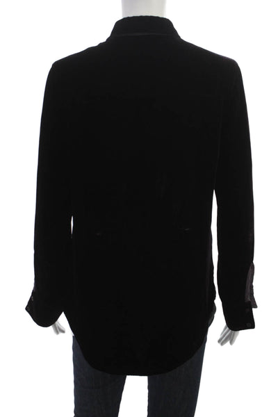 Bella Dahl Womens Black Rayon Collared Button Up Blouse Long Sleeve Size XS