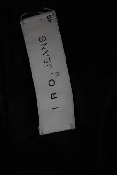 IRO Jeans Womens Biker Lamb Leather Jacket Black Floral Zip Size 40