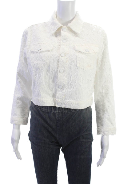 L'Agence Womens Basic Jacket White 100% Cotton Button Long Sleeve Size S