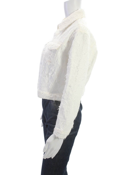 L'Agence Womens Basic Jacket White 100% Cotton Button Long Sleeve Size S