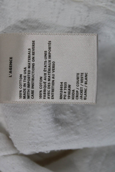 L'Agence Womens Basic Jacket White 100% Cotton Button Long Sleeve Size S