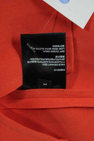 Lafayette 148 New York Women Orange Button-Up Short Sleeve Top Size M