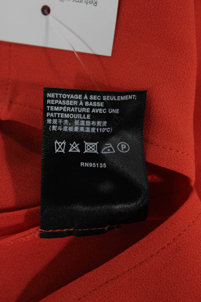 Lafayette 148 New York Women Orange Button-Up Short Sleeve Top Size M