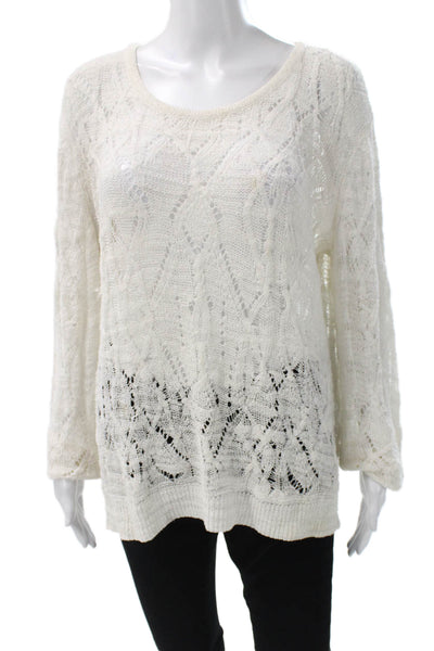 Rag & Bone Womens Pullover White Geometric Crew Neck Size M