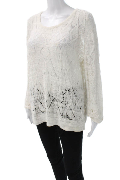 Rag & Bone Womens Pullover White Geometric Crew Neck Size M