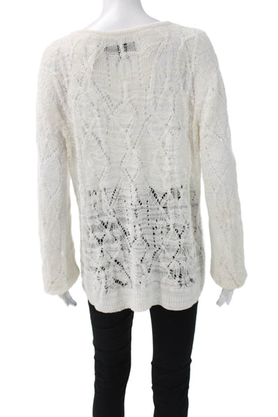 Rag & Bone Womens Pullover White Geometric Crew Neck Size M