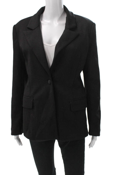 Carbon 38 Womens Black Nylon Pant Suit Button Long Sleeve Size S