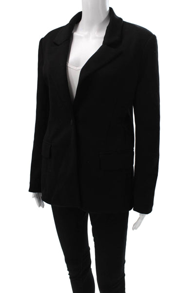 Carbon 38 Womens Black Nylon Pant Suit Button Long Sleeve Size S