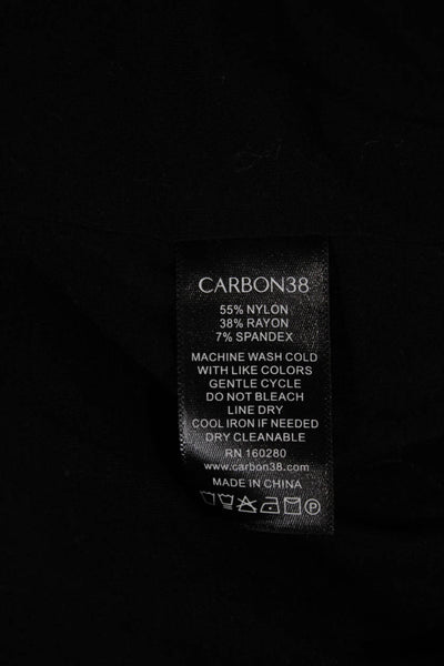 Carbon 38 Womens Black Nylon Pant Suit Button Long Sleeve Size S