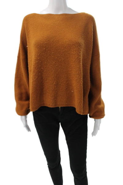 French Connection Women Orange Boat Neck Pullover Sweater Long Sleeve Size M