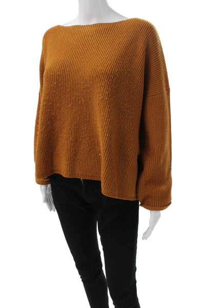 French Connection Women Orange Boat Neck Pullover Sweater Long Sleeve Size M