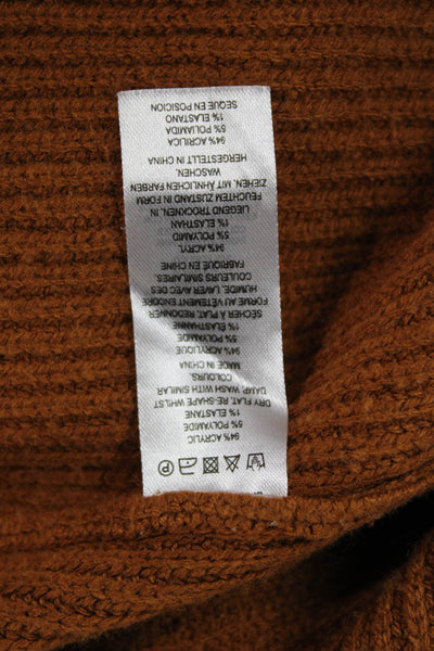 French Connection Women Orange Boat Neck Pullover Sweater Long Sleeve Size M