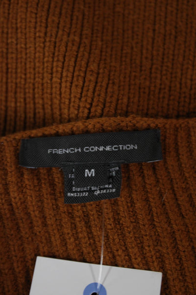 French Connection Women Orange Boat Neck Pullover Sweater Long Sleeve Size M