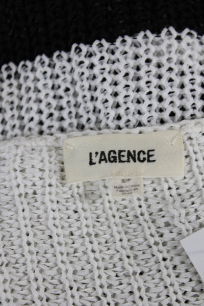 L Agence Womens Black Striped Boat Neck Pullover Sweater Long Sleeve Size S