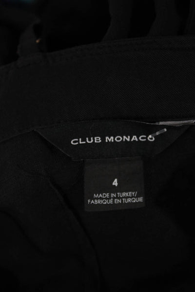 Club Monaco Women Slip Dress Black Square Neck Linen Sleeveless Zip Size 4