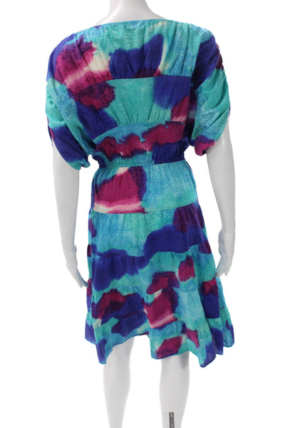 Tucker Women Sundress Multicolor Rayon Boat Neck Knee Length Size XS