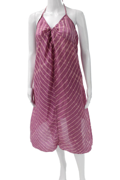 Matta Womens Sundress Purple Striped Halter Knee Length Size M Petite