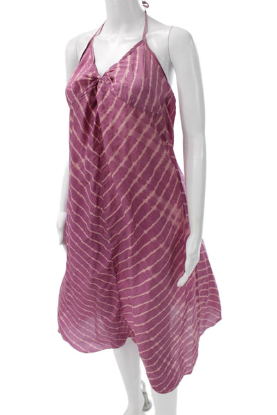 Matta Womens Sundress Purple Striped Halter Knee Length Size M Petite