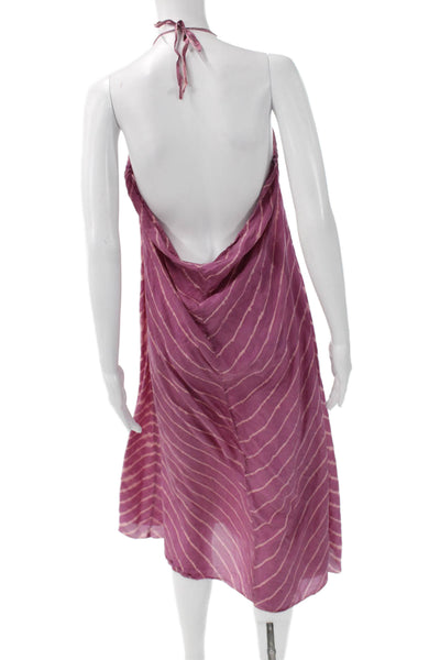 Matta Womens Sundress Purple Striped Halter Knee Length Size M Petite