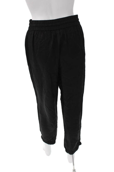 J Crew Women Jogger Pants Black Cupro Drawstring Size 6