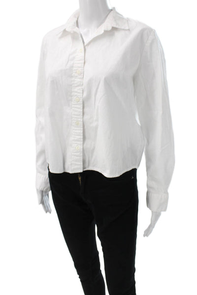 J Crew Women Basic Collared Cotton Button-Up Long Sleeve White Size S