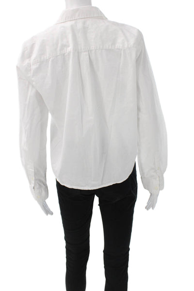 J Crew Women Basic Collared Cotton Button-Up Long Sleeve White Size S