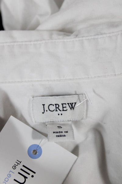 J Crew Women Basic Collared Cotton Button-Up Long Sleeve White Size S